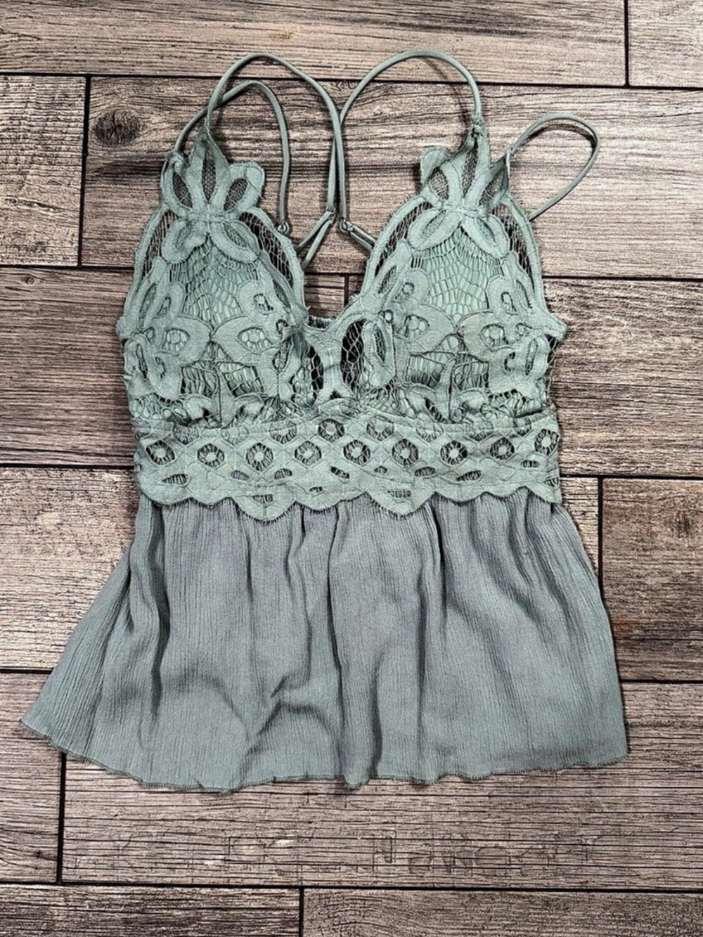 Sage Green Floral Lace Camisole